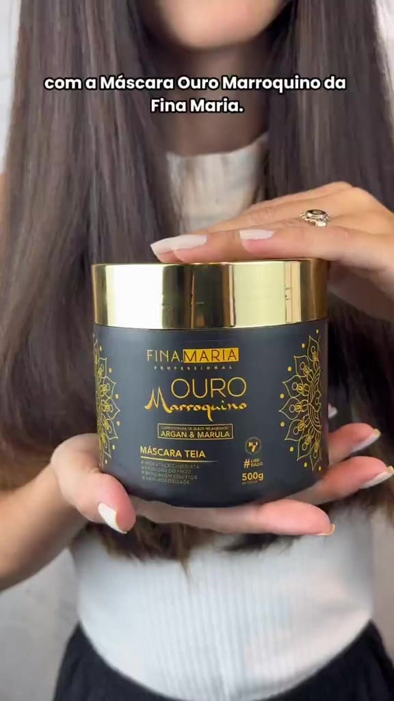 MEGA HIDRATAÇÃO OURO MARROQUINO EFEITO TEIA | ANTIFRIZZ | ÓLEOS MILAGROSOS | FINA MARIA PROFESSIONAL